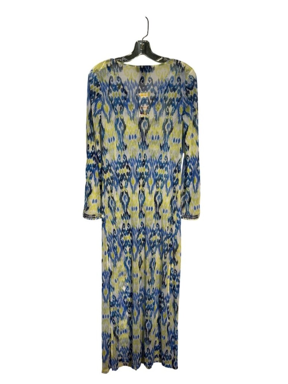 INC Iemon and blue ikat print maxi cover-up dress featuring silver sequin Small - Picture 2 of 11